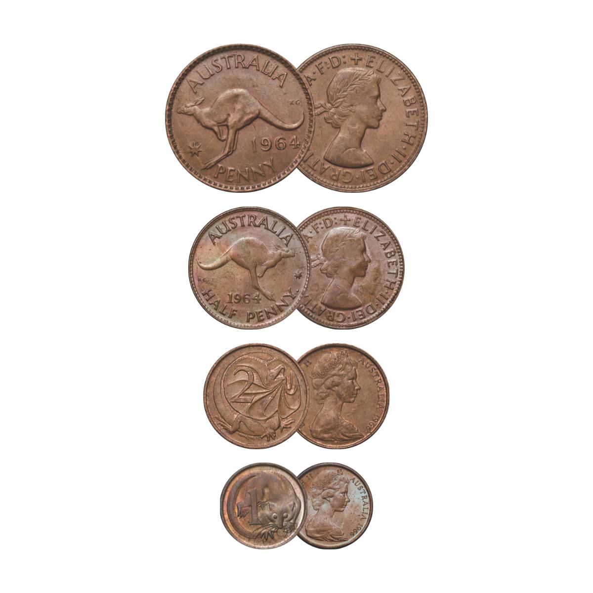 Australia 1964 & 1966 Pence to Cents Premium Edition Very Fine-about Uncirculated