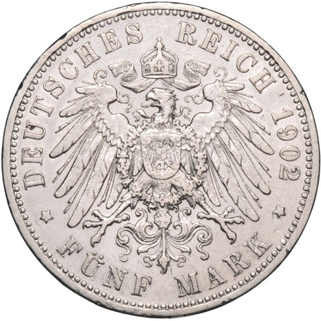 German Empire Wilhelm II Silver 5 Marks Coin