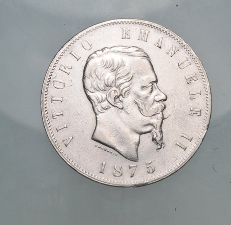 Italy Vittorio Emanuele II Silver 5 Lire Coin