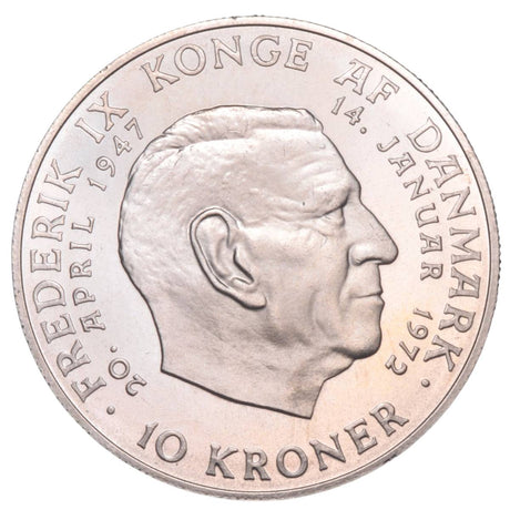 Denmark Margrethe II Silver 10 Kroner Coin