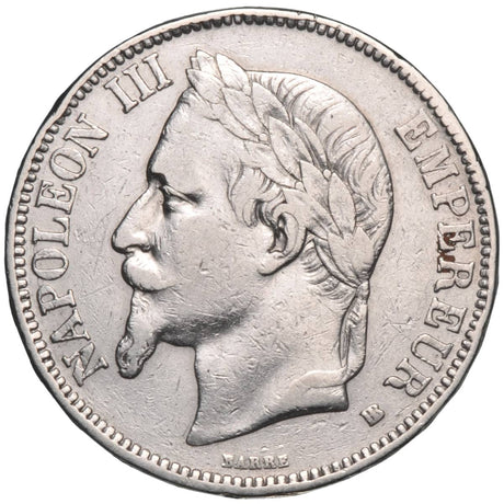 France Napoleon III Silver 5 Francs Coin