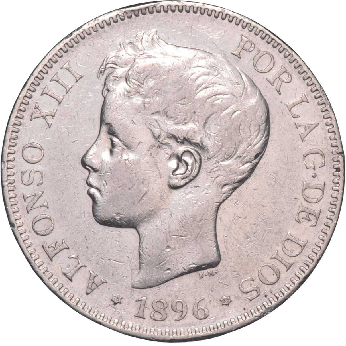 Spain Alfonso XIII Silver 5 Pesetas Coin