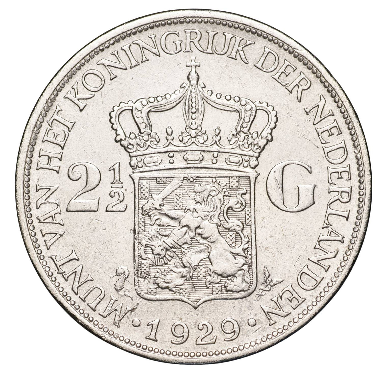 Netherlands Wilhelmina Silver 2.5 Gulden Coin