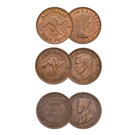 Australia 1911-64 Halfpenny Collection Very Good - about Uncirculated