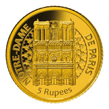 Notre-Dame Paris 2017 5 Rupees Gold Proof Coin