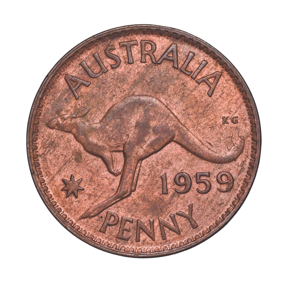 Australia 1911-64 Penny Good-Uncirculated 74-Coin Collection (No 1930)