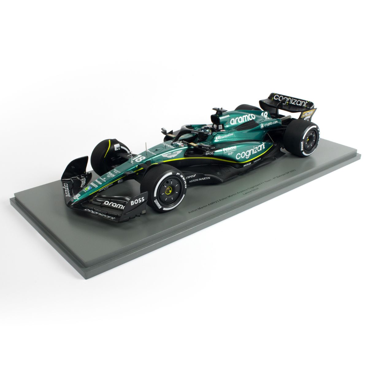 Aston Martin AMR22 No.18 Aston Martin Aramco Cognizant F1 Team - 6th Bahrain GP 2023 - Lance Stroll - 1:18 Scale Resin Model Car