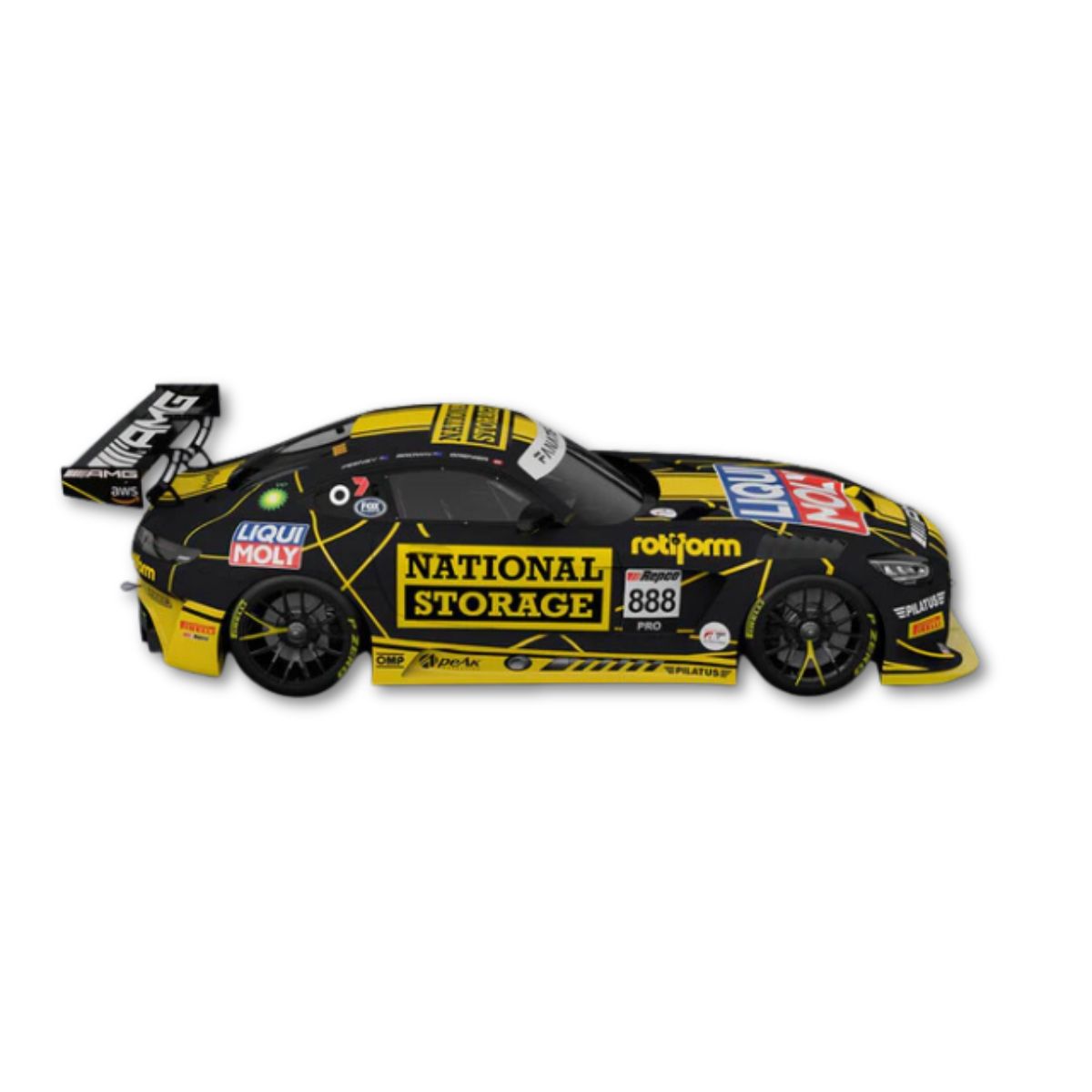 TRIPLE EIGHT MERCEDES-AMG GT3 - 2024 BATHURST 12 HOUR - TRIPLE EIGHT RACE ENGINEERING - NATIONAL STORAGE RACING - #888 BROC FEENEY / WILL BROWN / MIKAEL GRENIER - 1:18 SCALE RESIN MODEL CAR