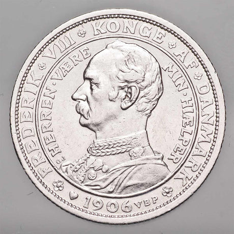 Denmark Frederik VIII Silver 2 Kroner Coin