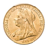 Queen Victoria 1899P Veiled Head Gold Sovereign PCGS AU58