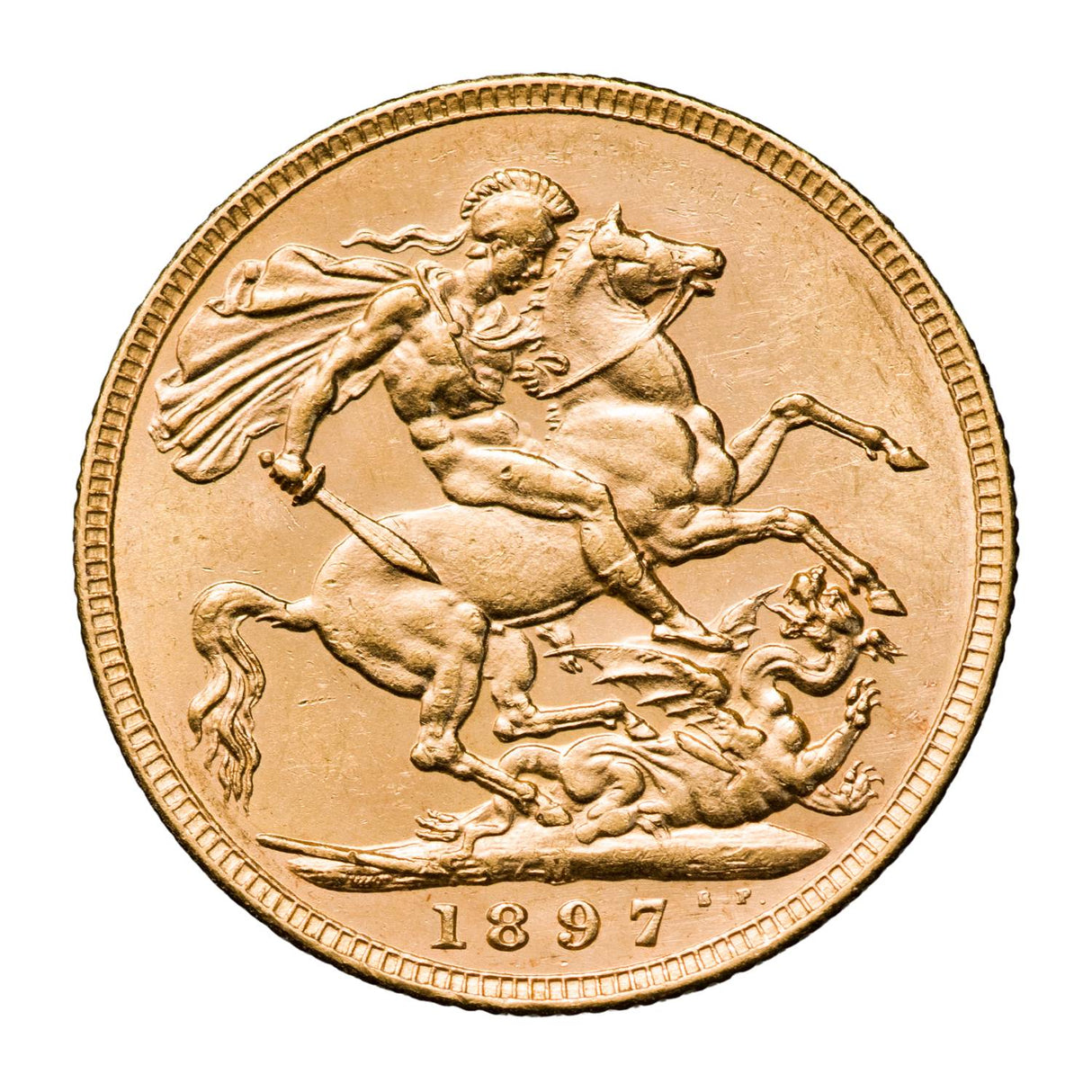 Queen Victoria 1897M Veiled Head Gold Sovereign about Uncirculated