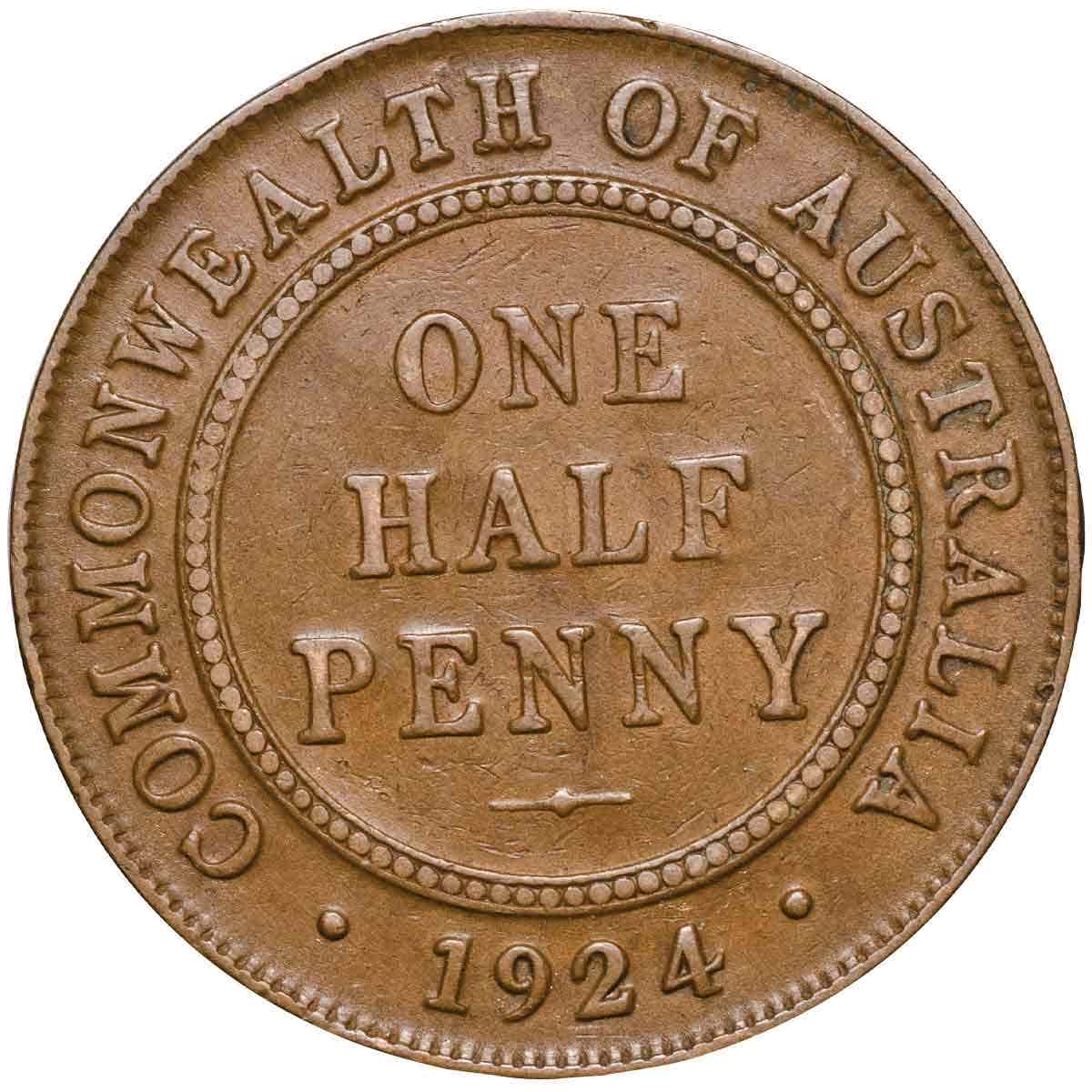 Australia George V 1924 & 1925 Halfpenny Pair Very Fine