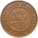 Australia George V 1924 & 1925 Halfpenny Pair Very Fine