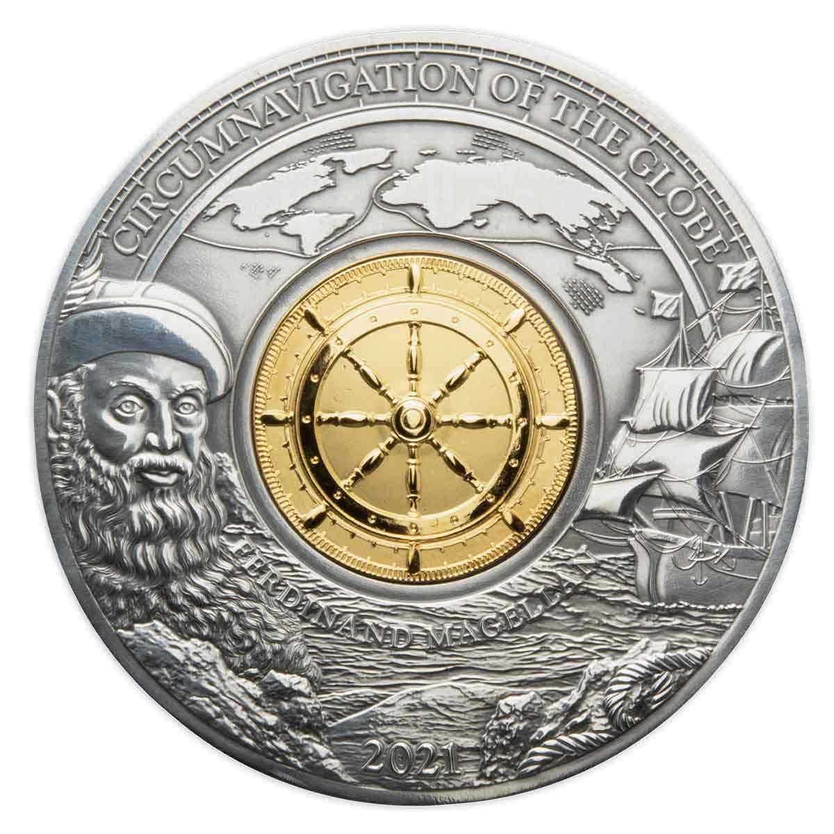 Ferdinand Magellan 2021 $5 Circumnavigation of the World 3oz Silver Antique Coin