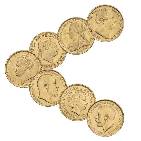 1817-2021 Monarchs Gold Sovereign 7-Coin Collection