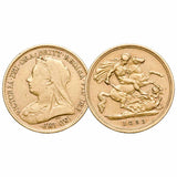 Queen Victoria 1893S-1900S Sydney Mint Veiled Head Gold Half Sovereign Complete Set Fine-Very Fine