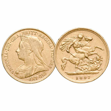 Queen Victoria 1893S-1900S Sydney Mint Veiled Head Gold Half Sovereign Complete Set Fine-Very Fine