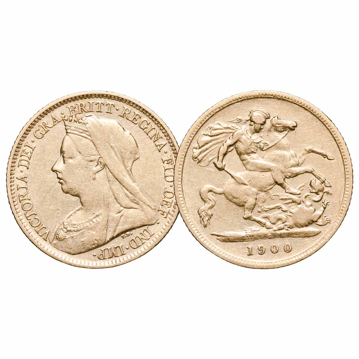 Queen Victoria 1893S-1900S Sydney Mint Veiled Head Gold Half Sovereign Complete Set Fine-Very Fine