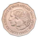 Australia 1981 50c Charles & Diana Wedding Cu-Ni Coin