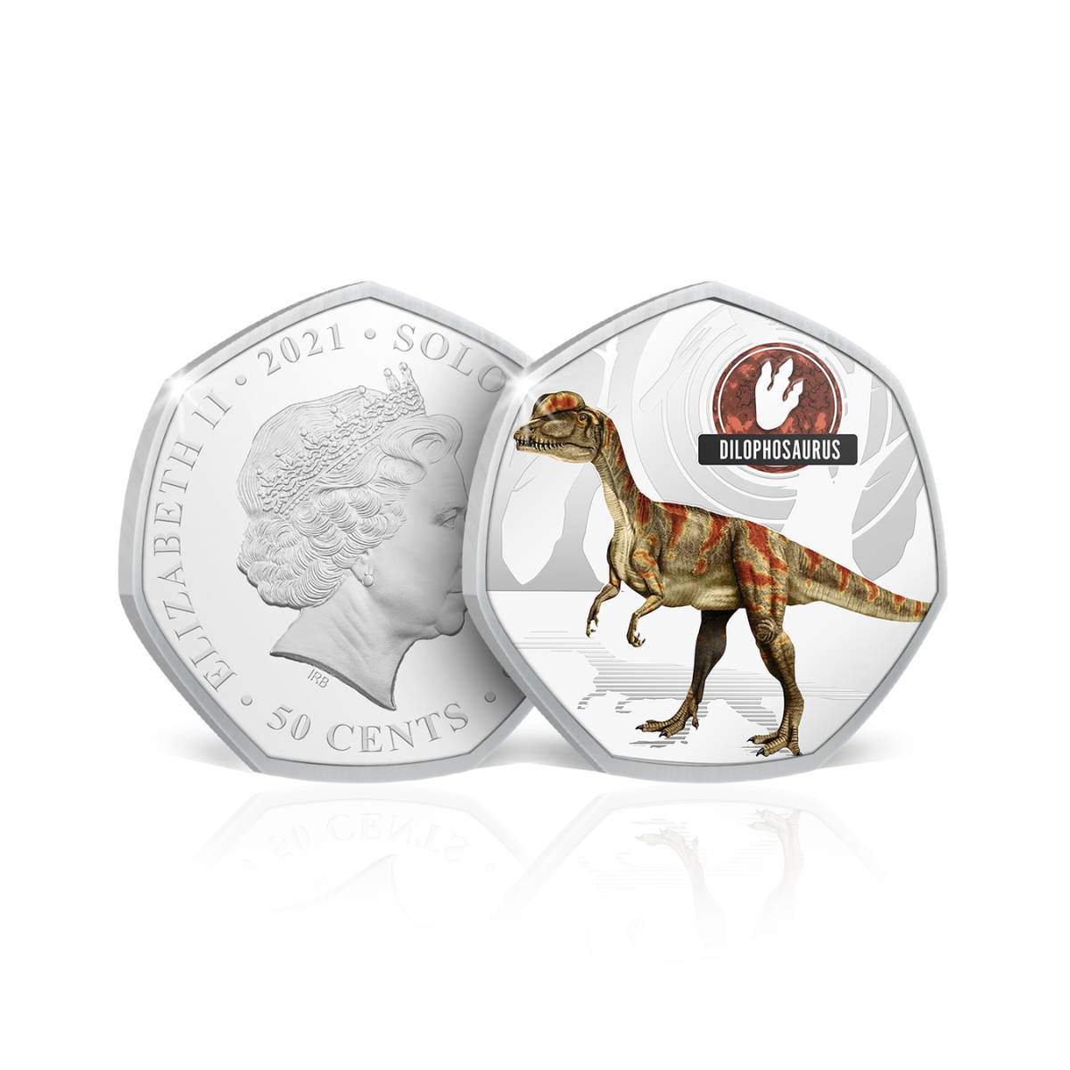 The Age of Dinosaurs 2021 50c Dilophosaurus Silver-plated Coin