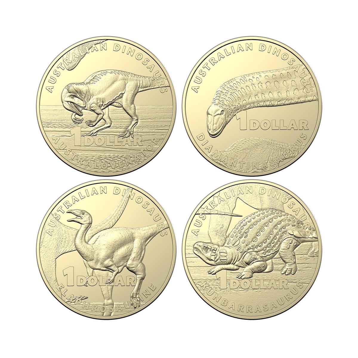 Australia 2022 $1 Dinosaurs Aluminium-Bronze Uncirculated 4-Coin Set