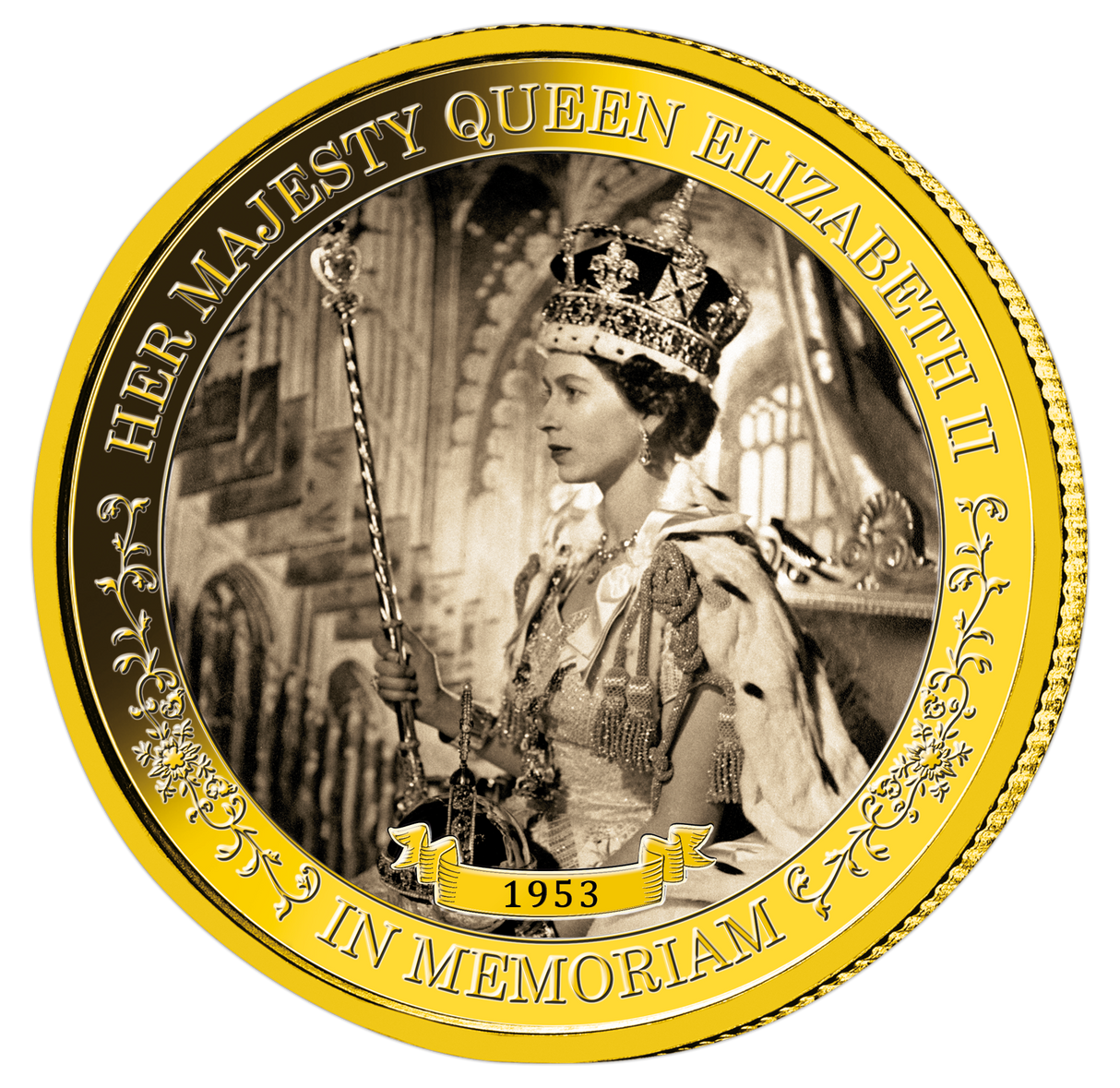 Queen Elizabeth II 2022 $1/4 Coronation 1953 Gold-Plated Prooflike Coin