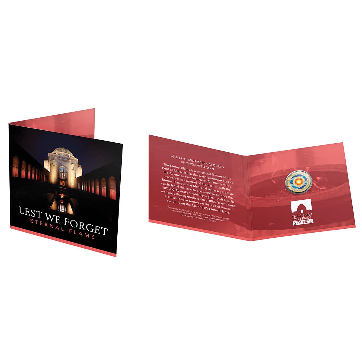 Australia 2018 $2 Lest We Forget Eternal Flame C Mintmark Aluminium-Bronze Uncirculated Coin