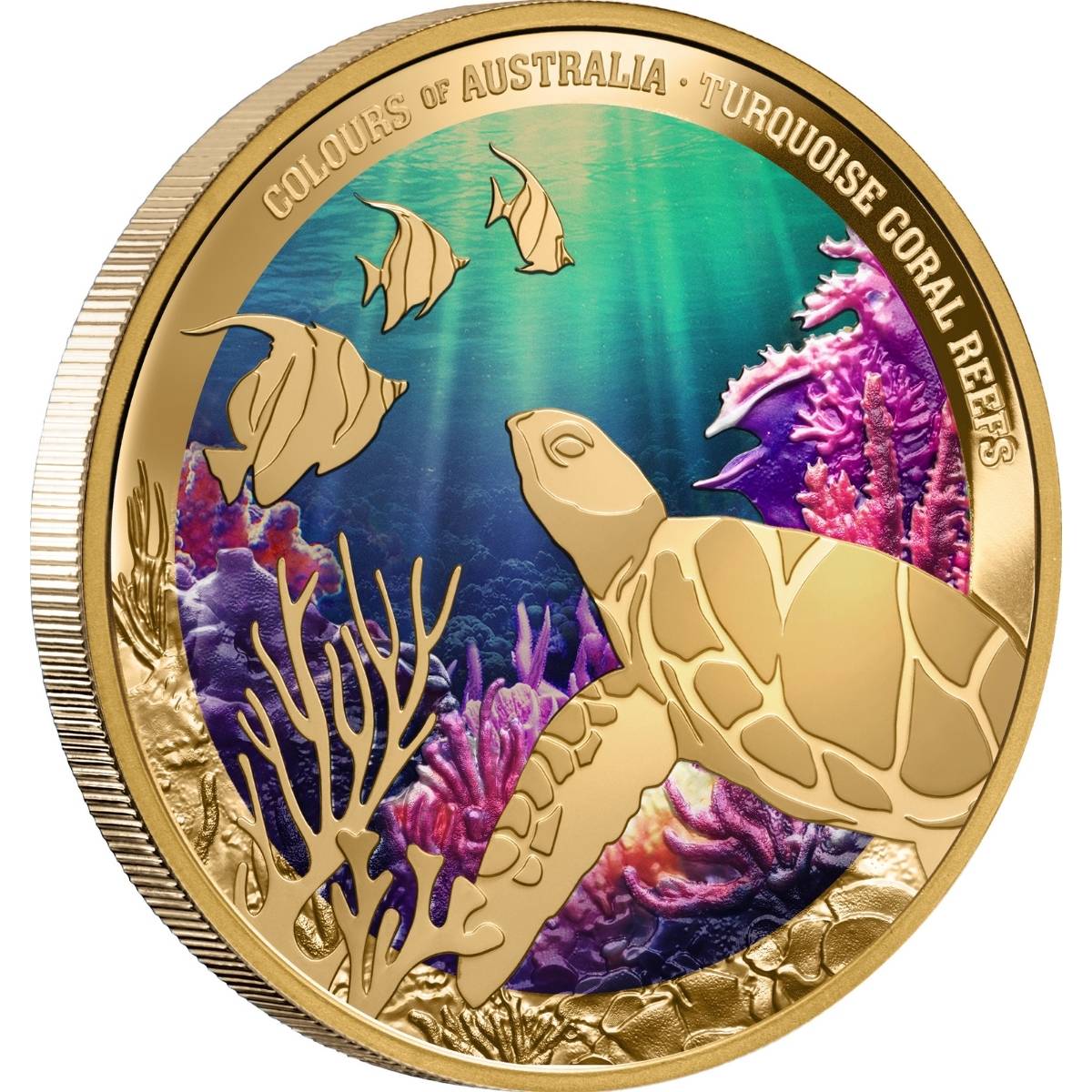 Colours of Australia 2024 $100 Turquoise Coral Reefs 1oz Gold Proof Coin