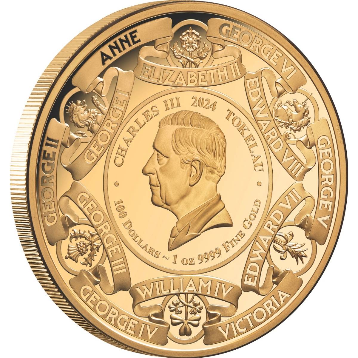 Monarchs of Britain 2024 $100 1oz Gold Proof Coin