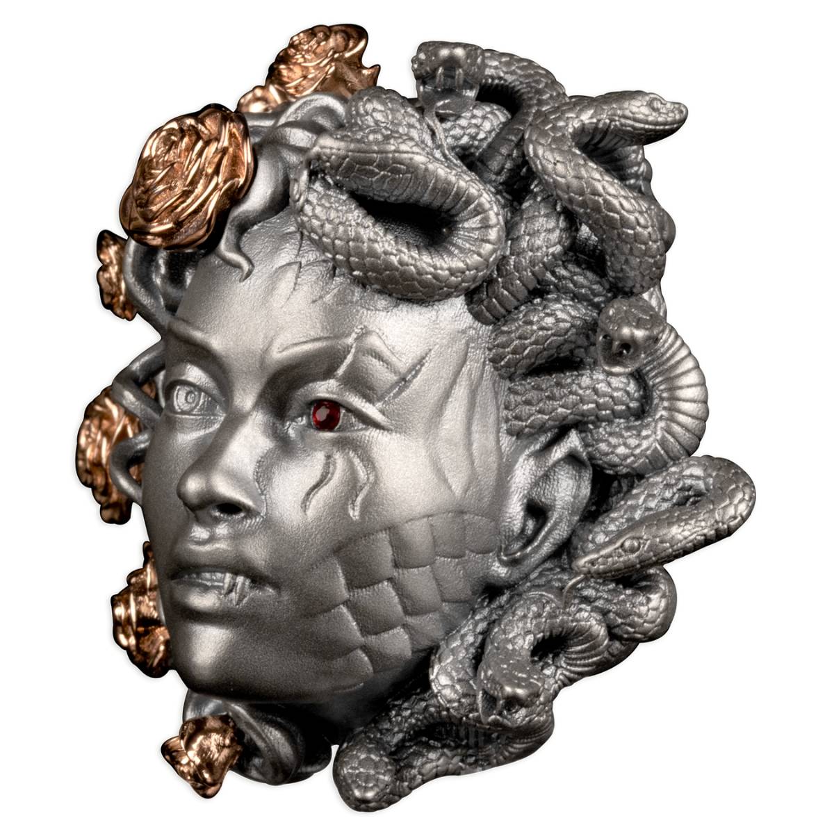 Medusa 2024 $5 Gold-plated 3oz Silver Antique 3D Coin