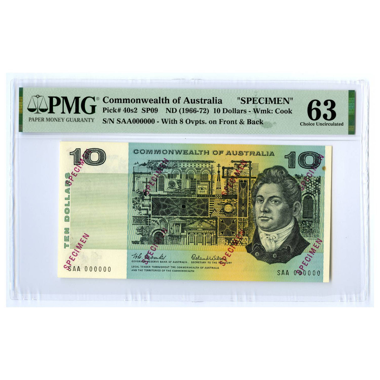 Australia 1966 $10 RSP09 Coombs/Wilson Type II Specimen PMG63 (Choice Uncirculated)