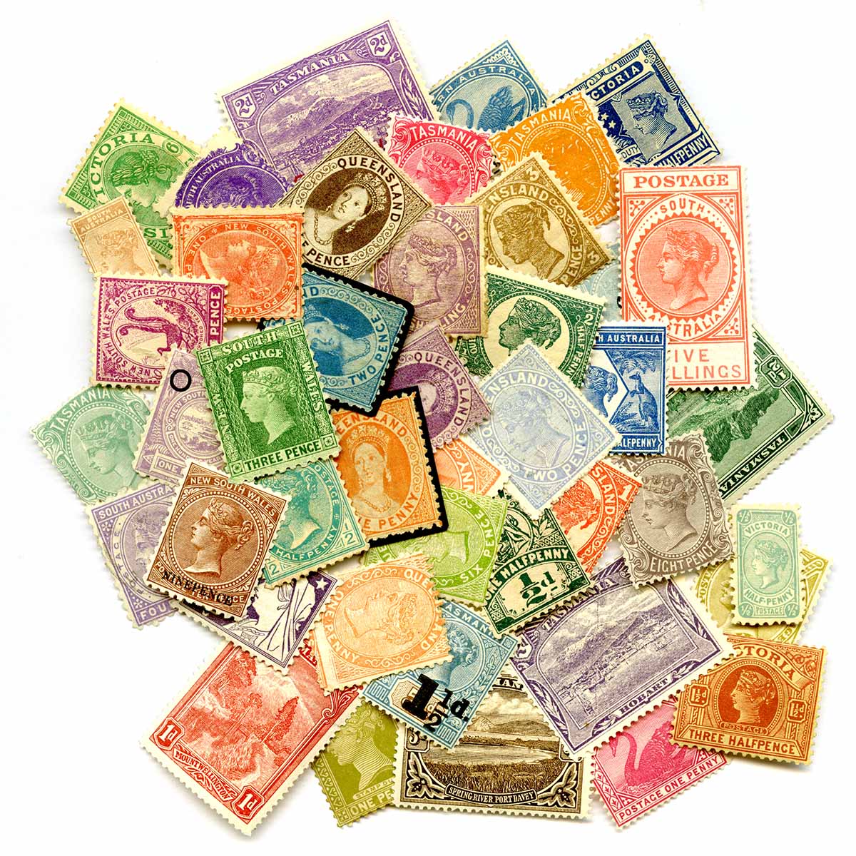 Australia Pre-Federation 1850-1901 44-Stamp Collection Mint Unhinged