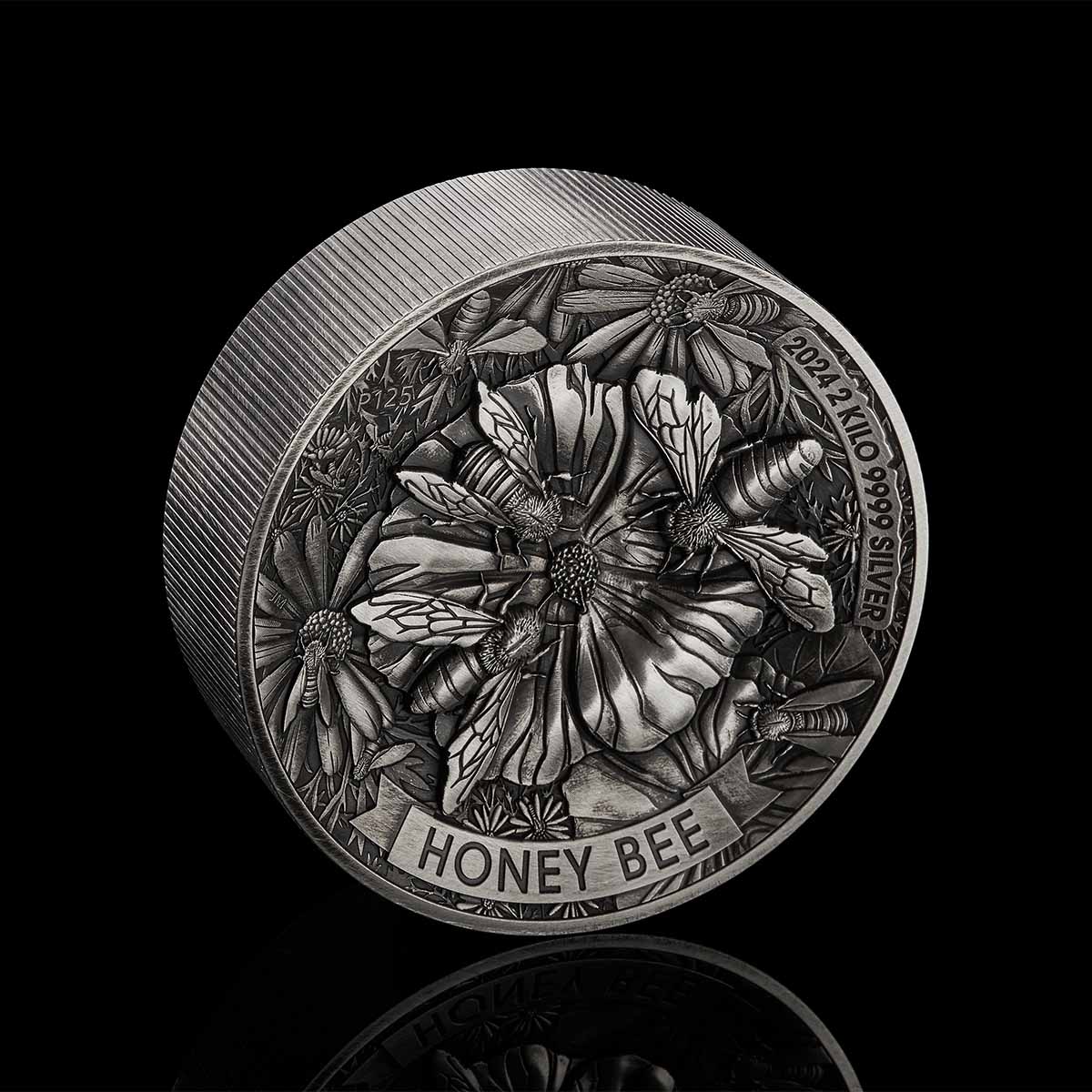 Australia Honey Bee 2024 $60 High Relief Two Kilo Silver Antique Coin