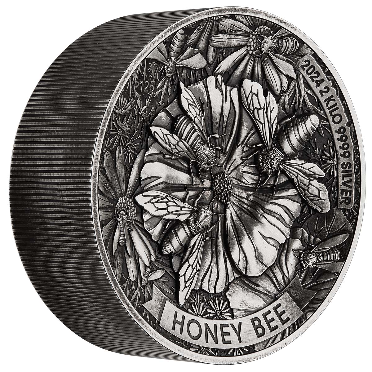 Australia Honey Bee 2024 $60 High Relief Two Kilo Silver Antique Coin