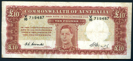 1949 10/-, £1, £5, £10 Coombs/Watt complete signature set of four notes (FINE-VF)