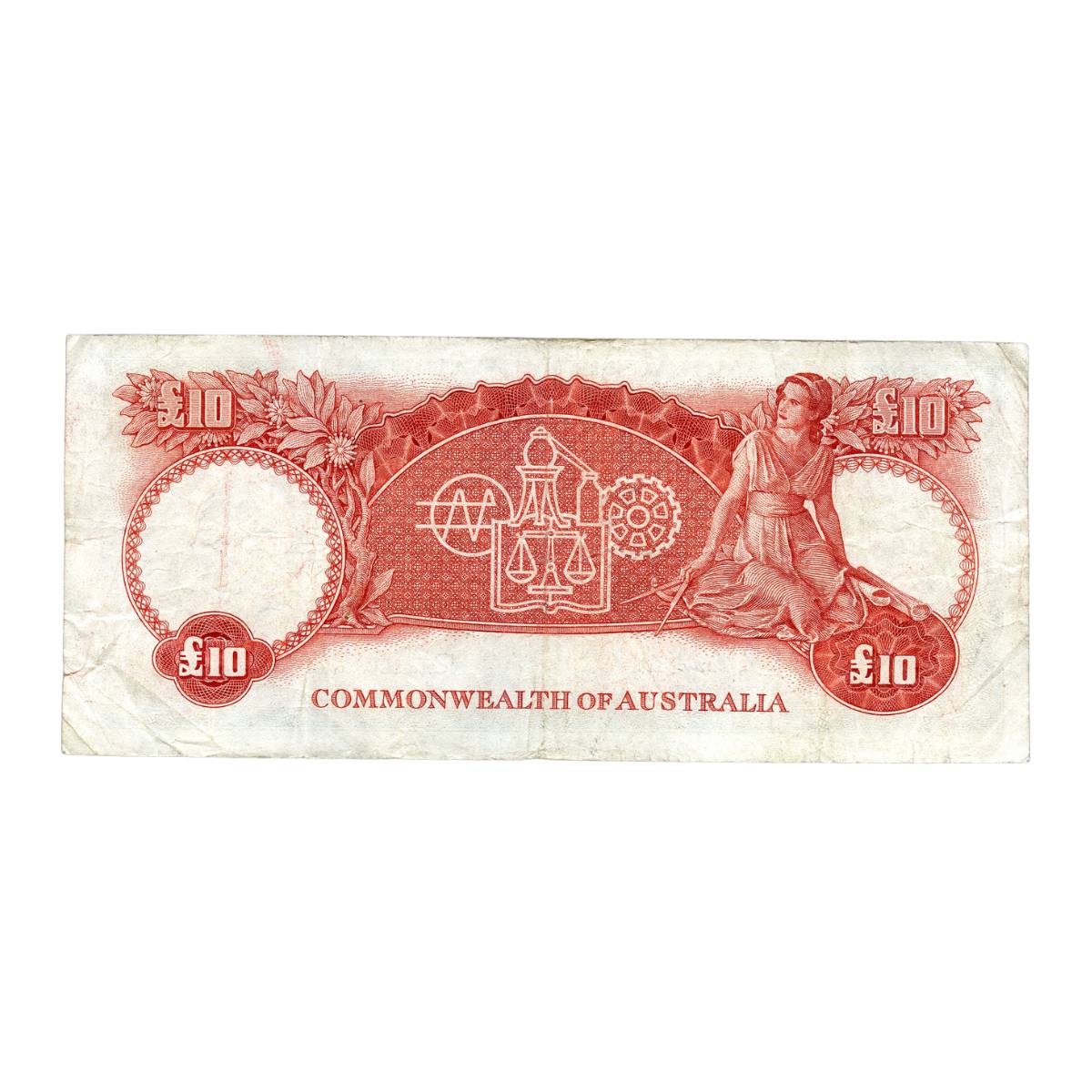 1954 £10 R62 Commonwealth Bank Inscription Fine-VF