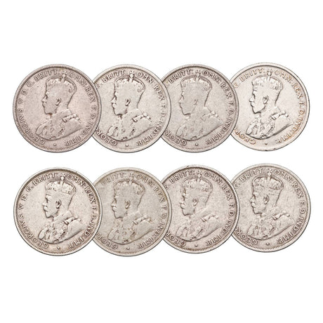 Australia George V 1921-28 Florin Very Good-Fine 8-Coin Set