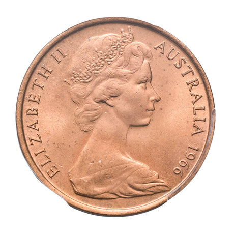 Australia Perth Mint 1966 2c Coin PCGS MS66 (Gem Uncirculated)
