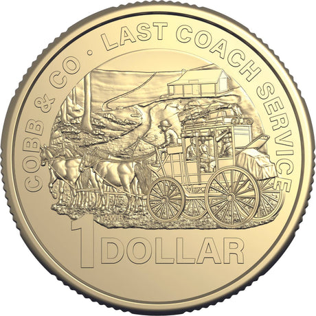 Australia Cobb & Co Centenary of Last Passenger Service 2024 $1 Aluminium-Bronze Uncirculated Coin