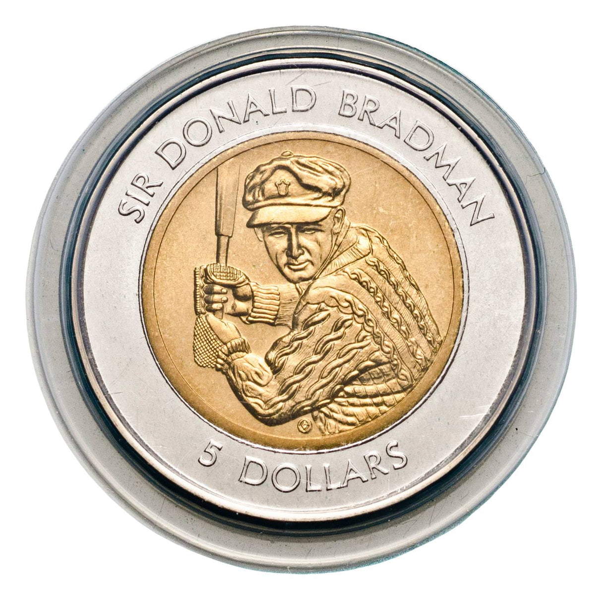 Australia 1996 $5 Sir Donald Bradman Bimetal Uncirculated Coin (WBC Sleeve)