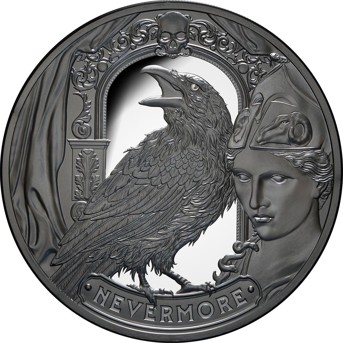 The Raven 2025 $5 2oz Silver Black Proof Coin