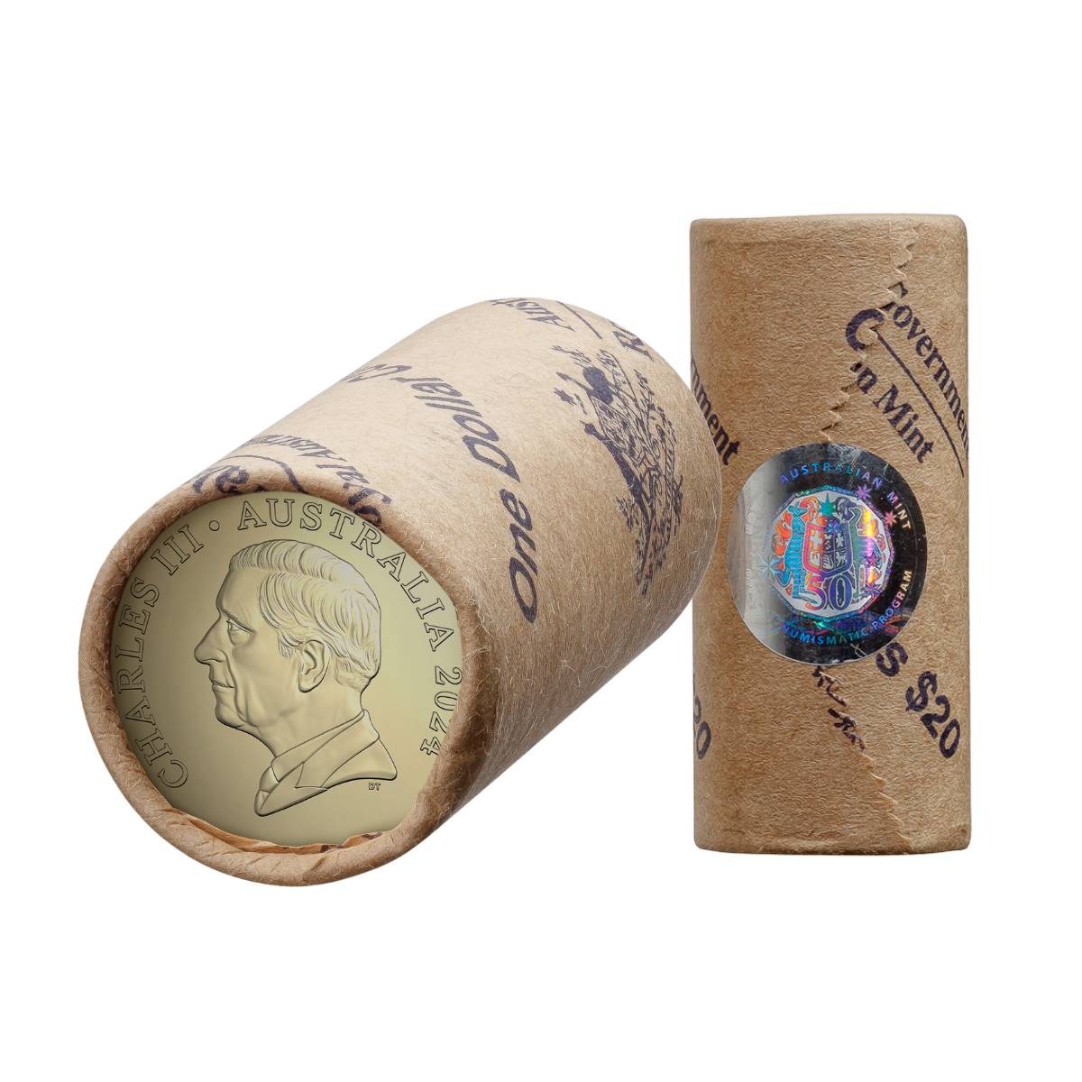 Australia Charles III 2024 $1 Aluminium-Bronze Uncirculated 20-Coin Premium RAM Mint Roll