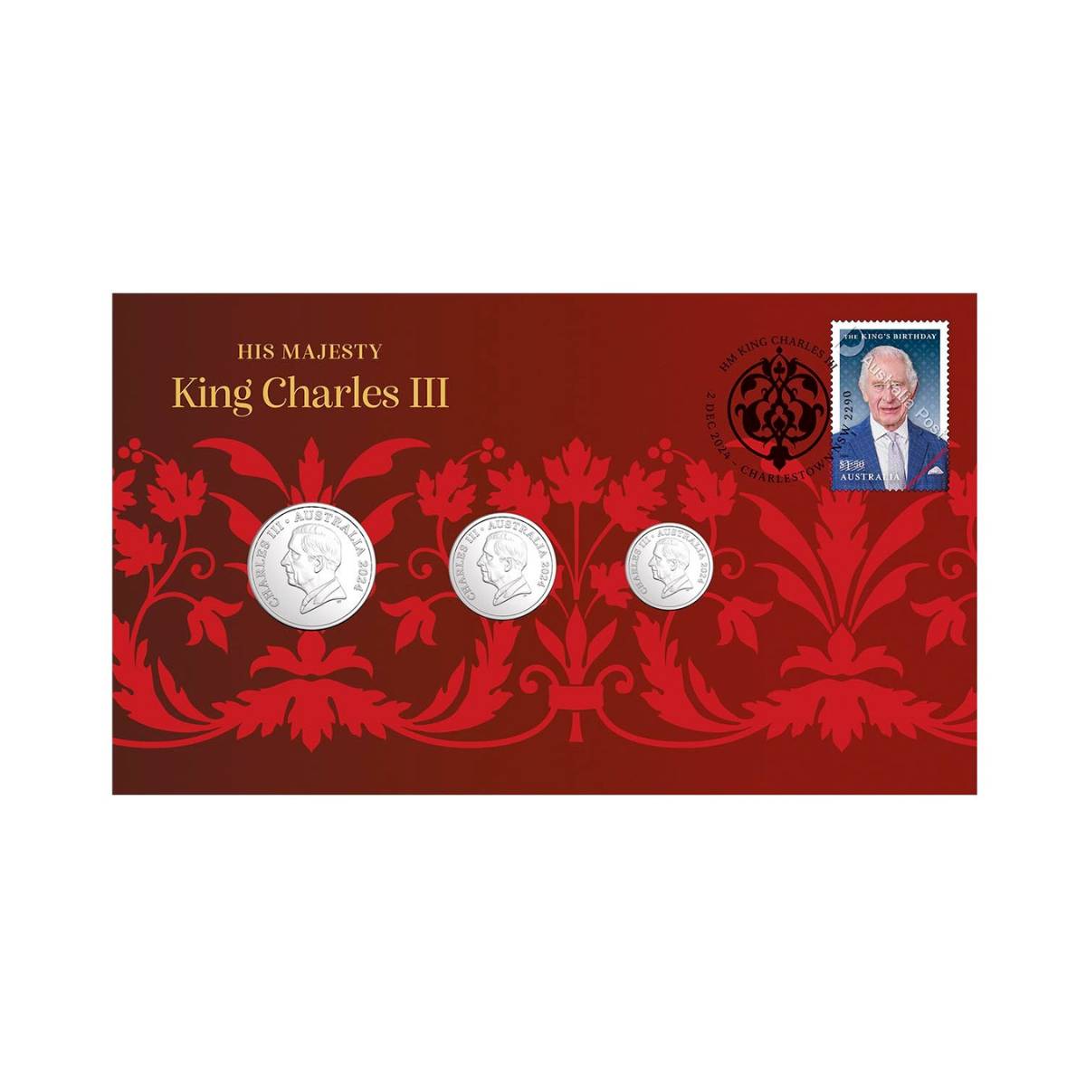 His Majesty King Charles III Birthday 2024 3-Coin Stamp & Coin Cover