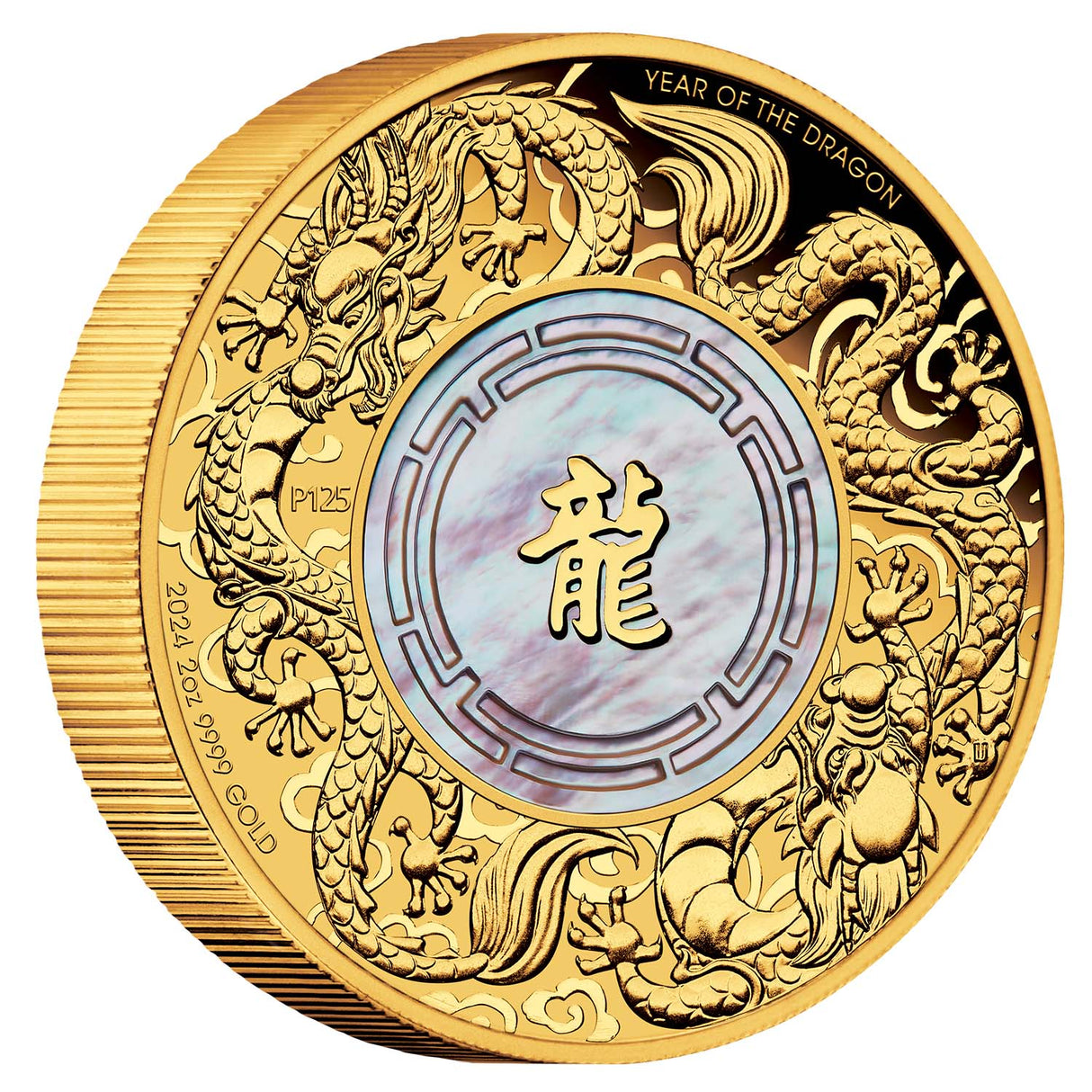 Australia Double Dragon Mother of Pearl 2024 $200 2oz Gold Proof Coin