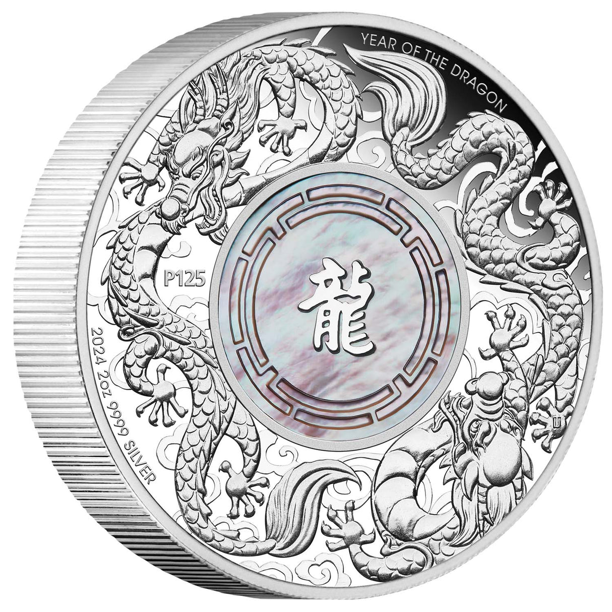 Australia Double Dragon Mother of Pearl 2024 $2 2oz Silver Proof Coin