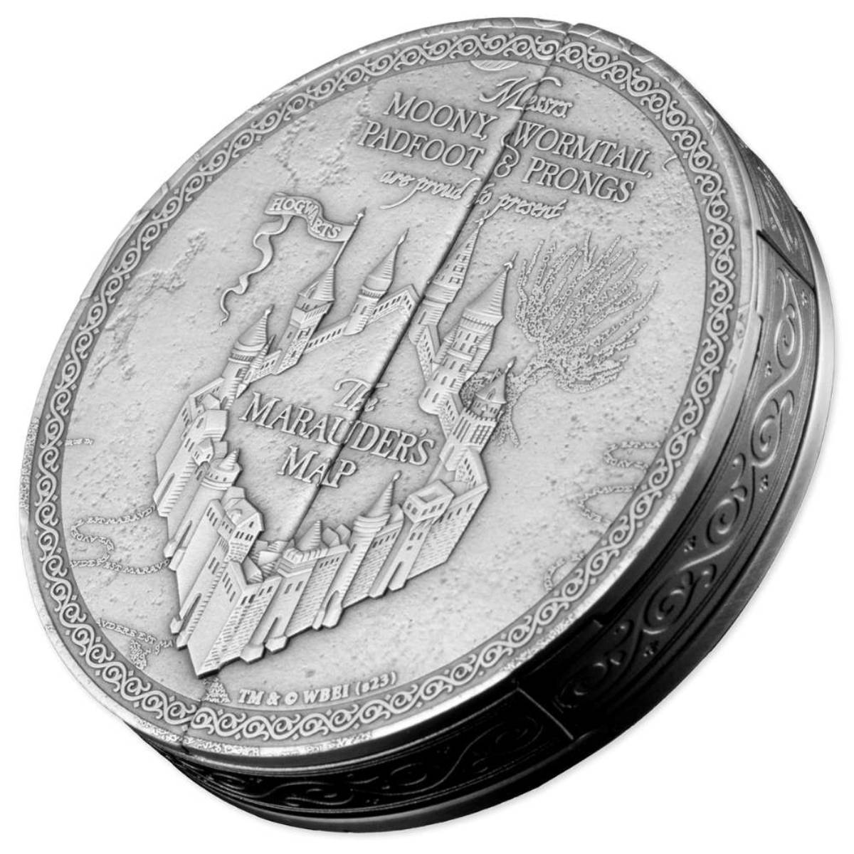 Harry Potter Marauders Map 2024 $10 5oz Silver Antiqued Finish Coin