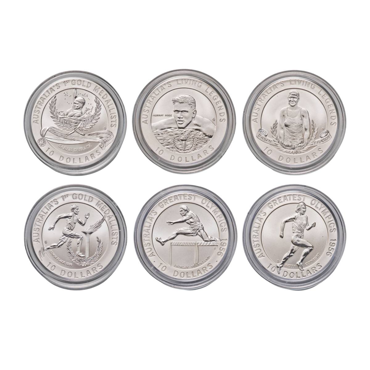 Australia 1994-96 $10 Olympic Heritage 6-Coin Silver Uncirculated Set