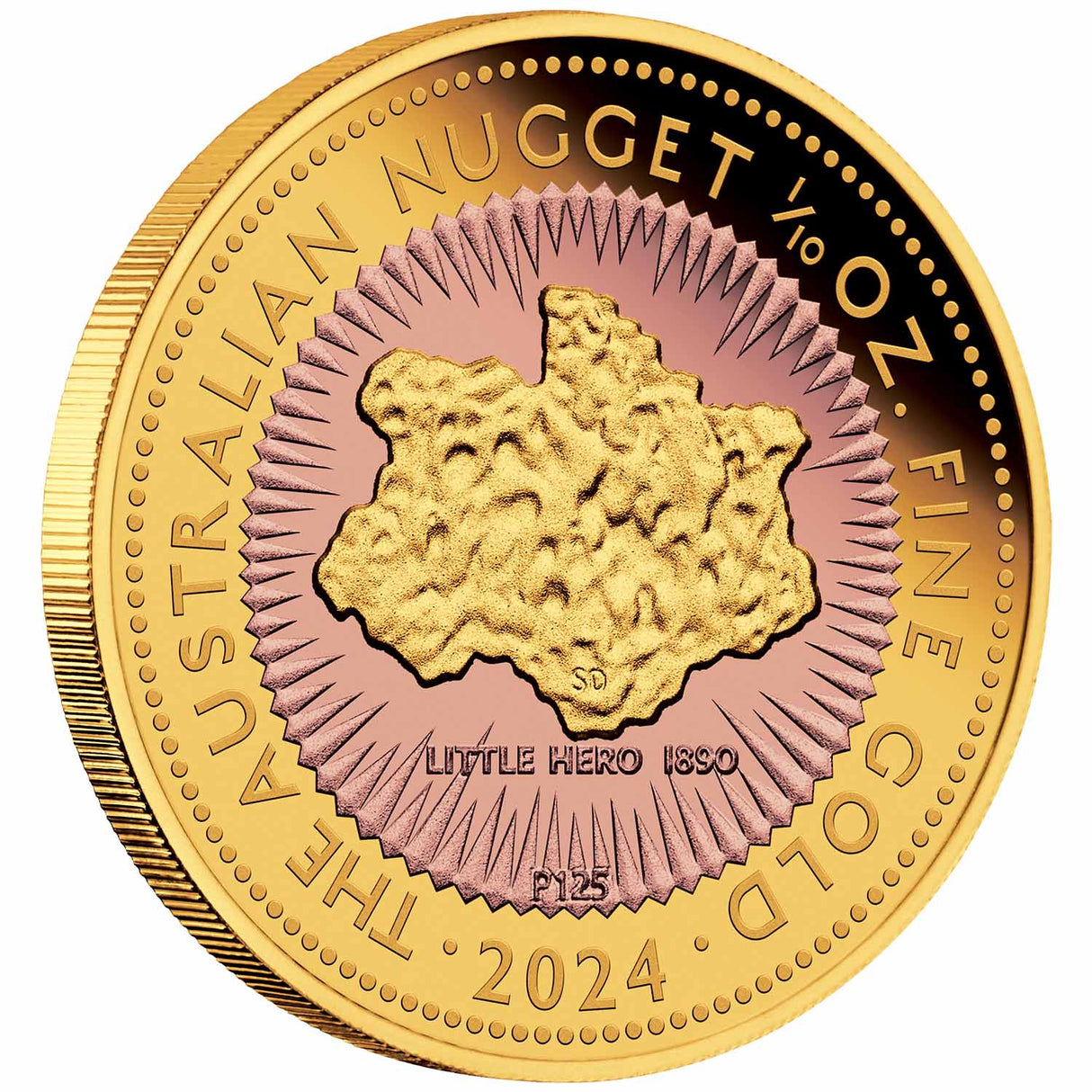 Australia First Nugget Replica Little Hero 2024 $15 Gilded 1/10oz Gold Proof Coin