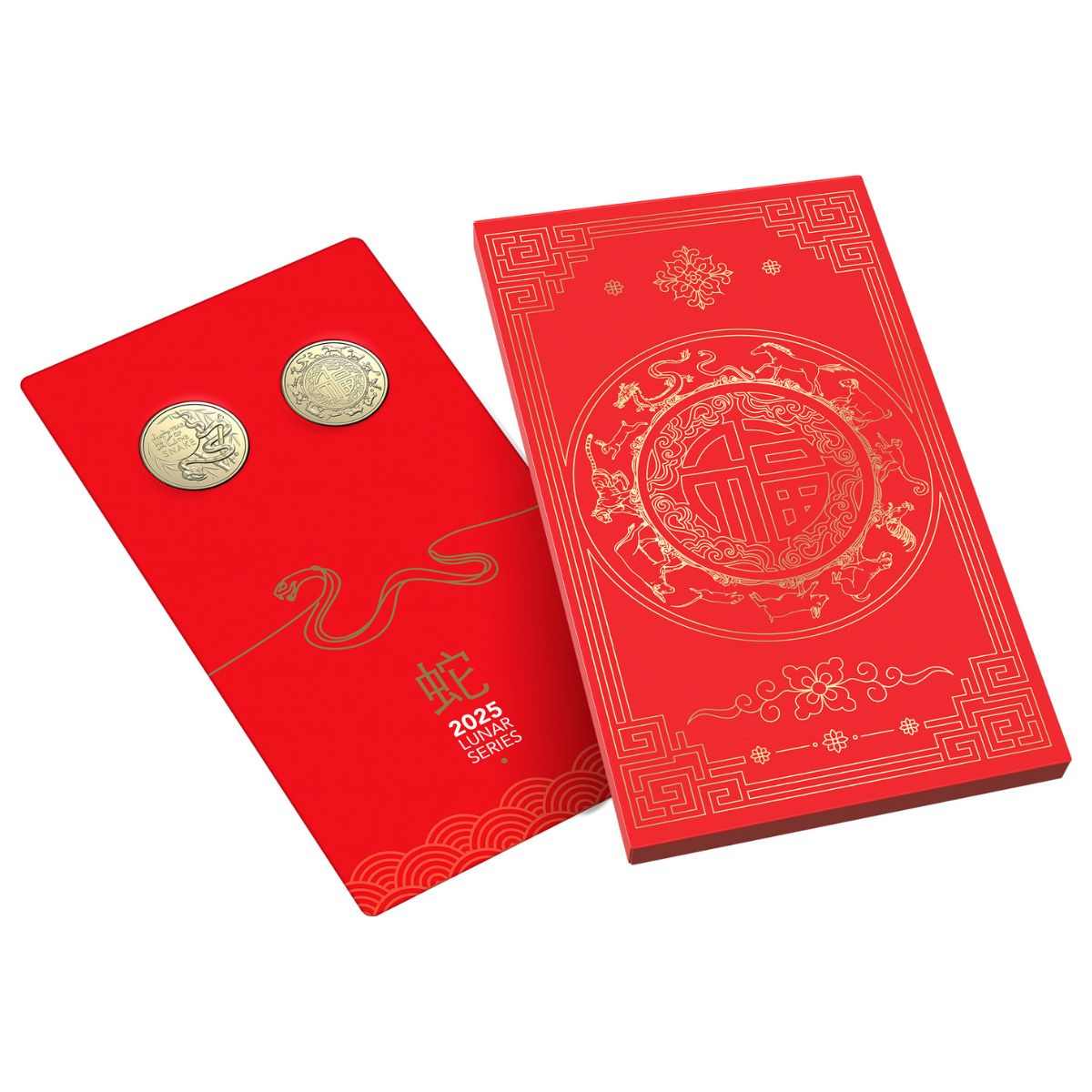 Australia Lunar Year of the Snake 2025 $1 Aluminium-Bronze Uncirculated 2-Coin Set