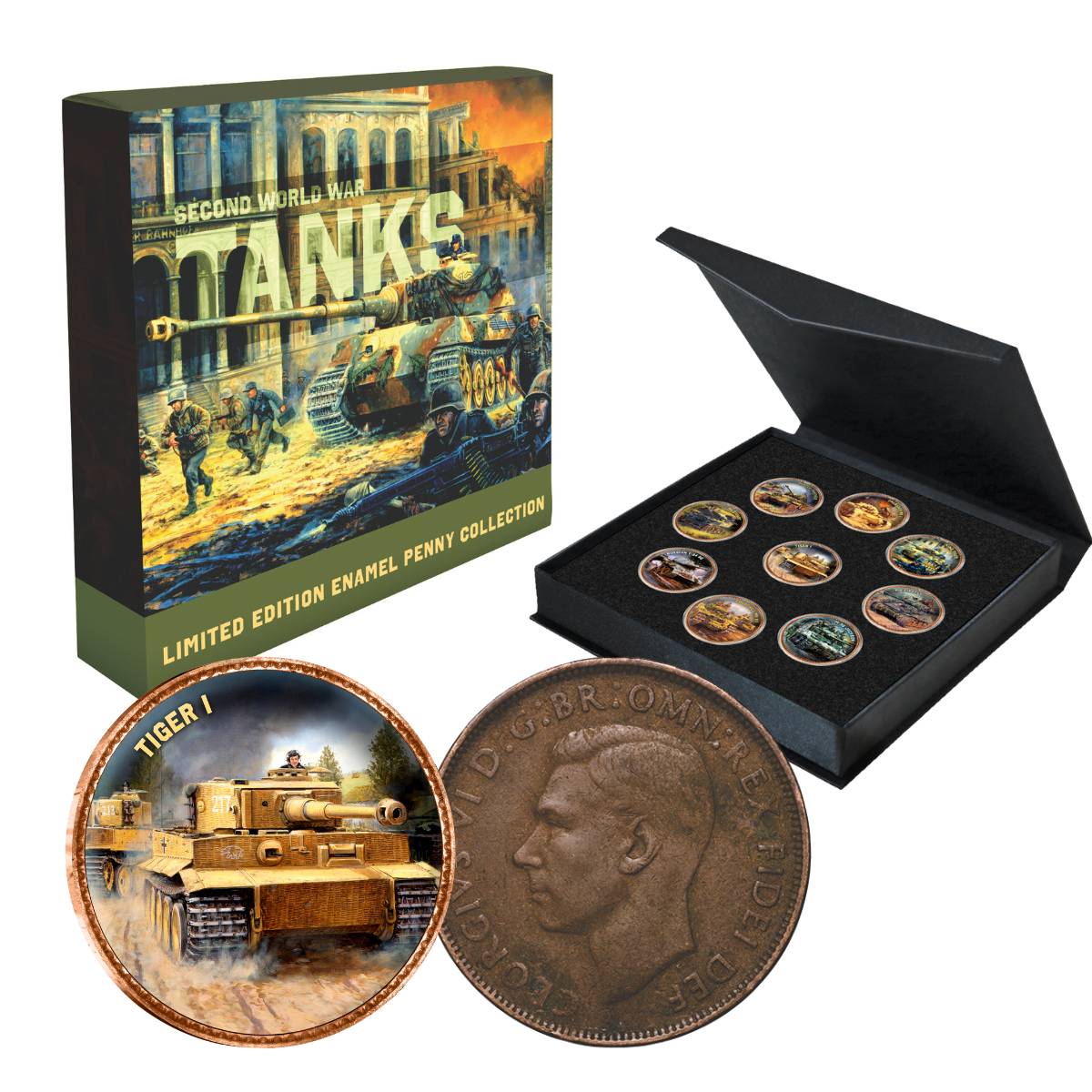 Second World War Tanks 9-Coin Enamel Penny Collection